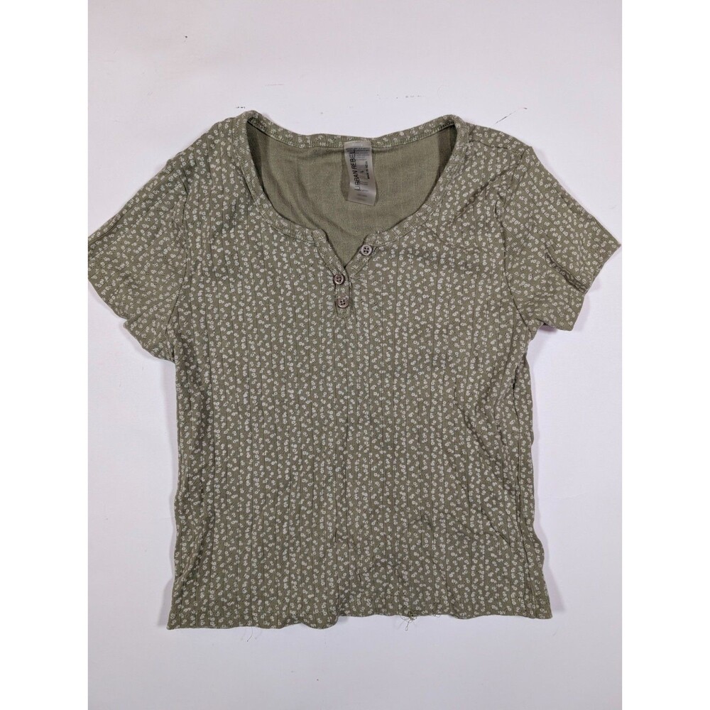 Urban Rebel Shirts Womens L Set 2 Button Up Floral Green Gray Cotton